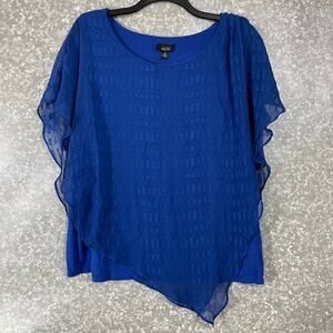 Alyx Bold Blue Kaftan Style Asymmetrical Sheer Top - Size 3X - Women's Plus Size
